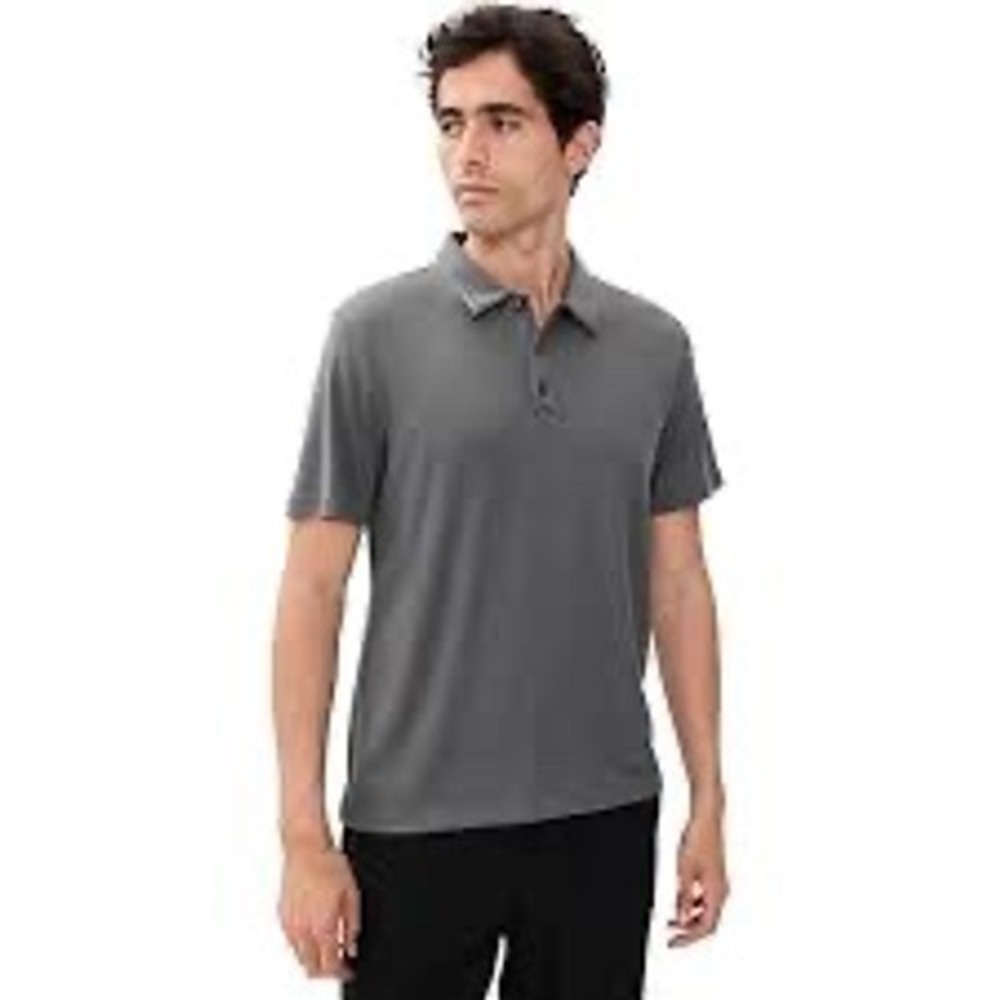 Theory Mens XXL Polo Shirt Grey Navy Micro Stripe Short Sleeve Knit‎ Top